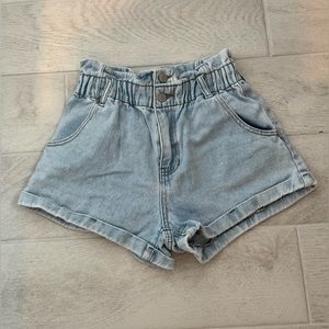 PacSun Light Blue Mom Shorts Paper Bag Waist Small